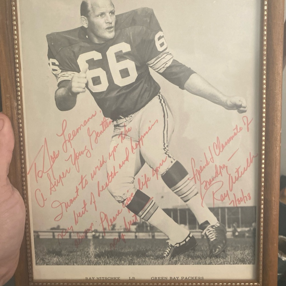 Vintage Autograph “Ray Nitschke”Football Player Framed Photo